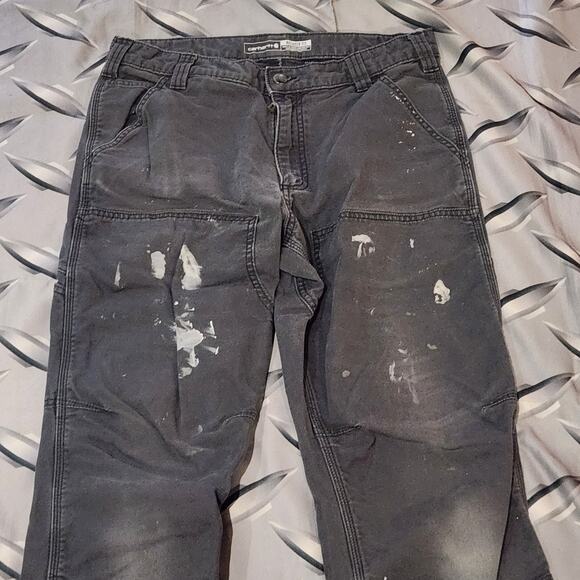 carhartt double knee relaxed fit work pants 33x34 (Fits 32x32) distressed paint - Picture 3 of 5
